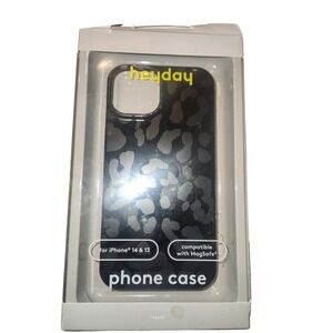 Heyday Apple iPhone 14 & 13 MagSafe Case Black Leopard Cheetah Print Matte Finis